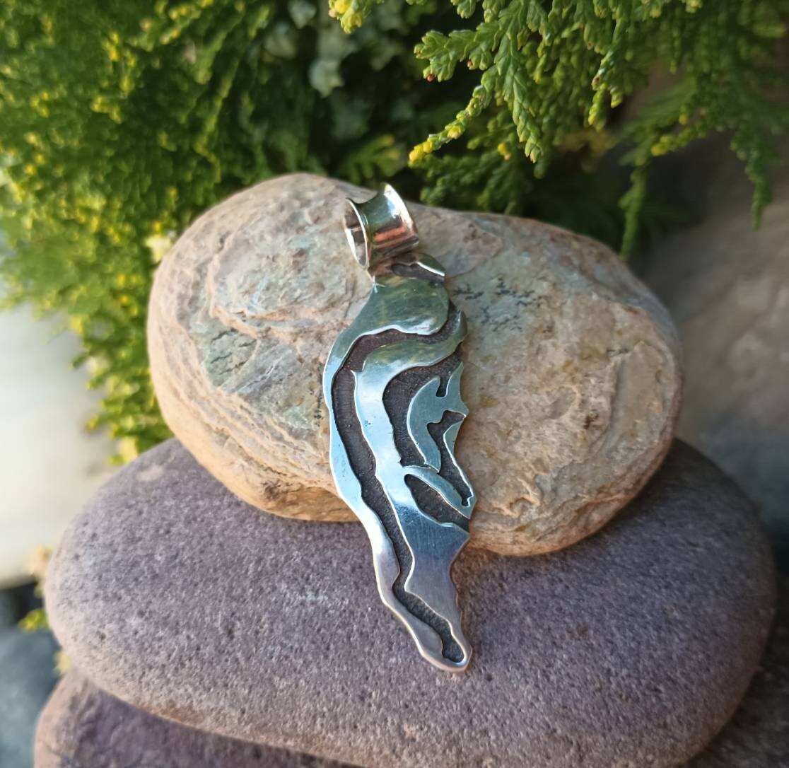 ✨️未使用✨️✯Sterling Silver✯ ⚡️Hopi Pendant⚡ DH Sterling Silver Hopi Overlay Pendant, Native American Vintage