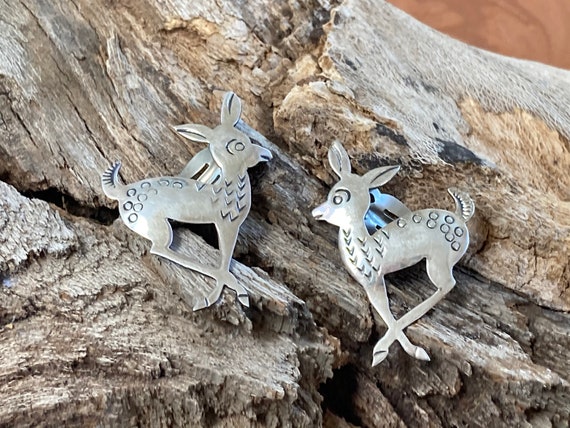 T.S. Sterling Silver Deer Earrings, Clip On Earri… - image 3