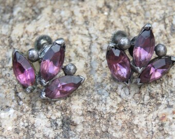 Vintage Amethyst Screw Back Earrings, 1930s, Valentine's Day Gift, February Birthstones Jewelry, Valentine's Day, Mother's Day Present