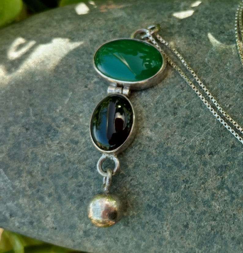 Sterling silver Jade green necklace Bohemian jewelry Onyx necklace Onyx jewelry Necklaces Christmas Jewelry Navajo Jewelry tribal