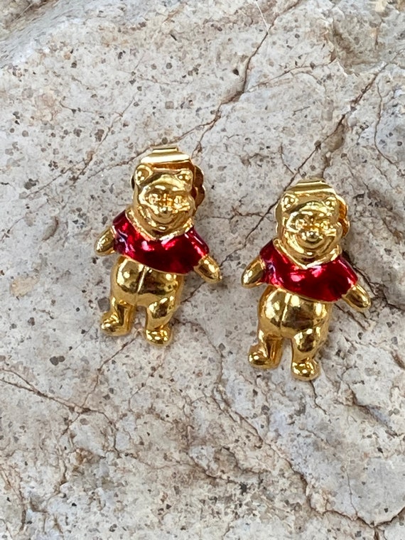 Disney Pooh Bear Earrings, Vintage Disney Jewelry,