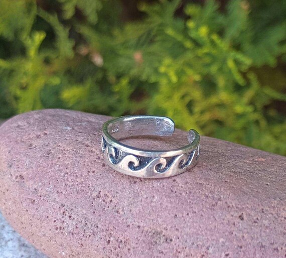 Toe Ring, Rolling Wave Sterling Silver Toe Ring, … - image 4