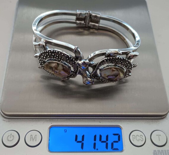 Abalone Shell Turtle Bracelet, Hinged, Vintage Co… - image 9