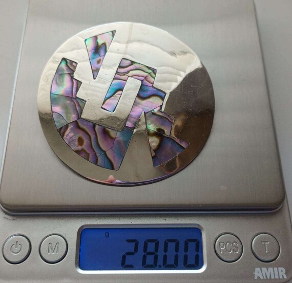 Abalone Shell Inlay Pendant & Brooch, Alpaca Mexi… - image 9