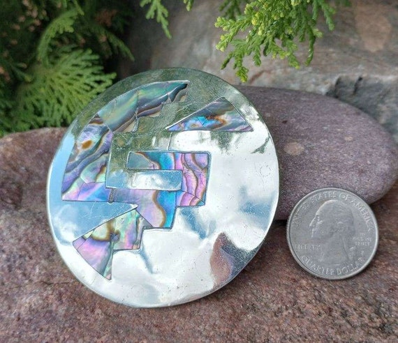 Abalone Shell Inlay Pendant & Brooch, Alpaca Mexi… - image 6
