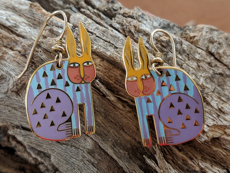 Laural Burch Rabbit For Ross Enmaled Dangle /& Drop Earrings Signed Artisan Jewelry Easter Wear,