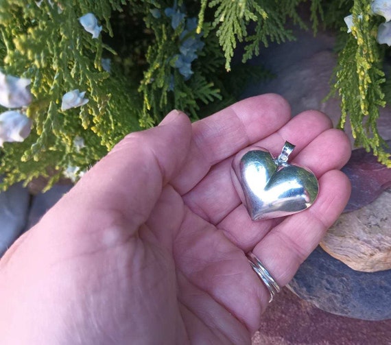 Sterling Silver Puffy Heart Pendant, Monogramed W… - image 7