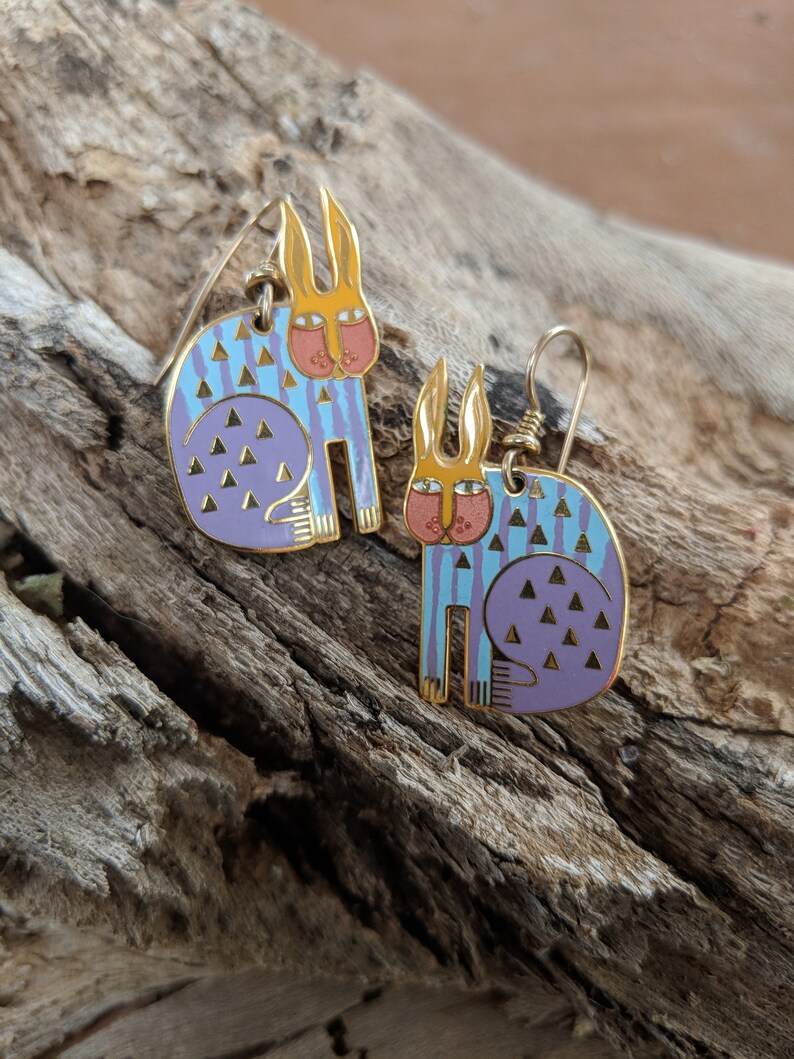 Laural Burch Rabbit For Ross Enmaled Dangle /& Drop Earrings Signed Artisan Jewelry Easter Wear,