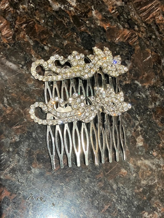 Vintage Rhinestone Hair Combs, Art Deco Style Wedding Hair Combs, Crystal Clear Bridal Combs, Bridesmaid Hair Combs, Wedding Wear, Sparkly