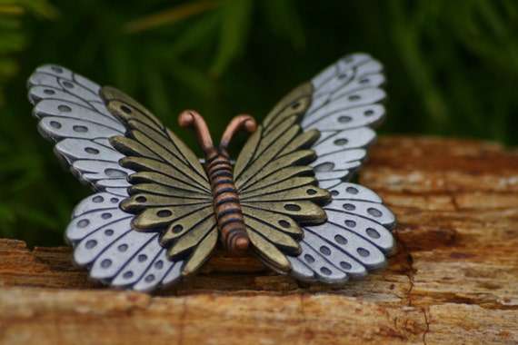 Vintage L Razza White Butterfly Necklace.