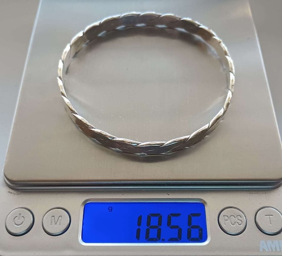 Sterling Silver Bangle Bracelet, Flat Braided, Vi… - image 10
