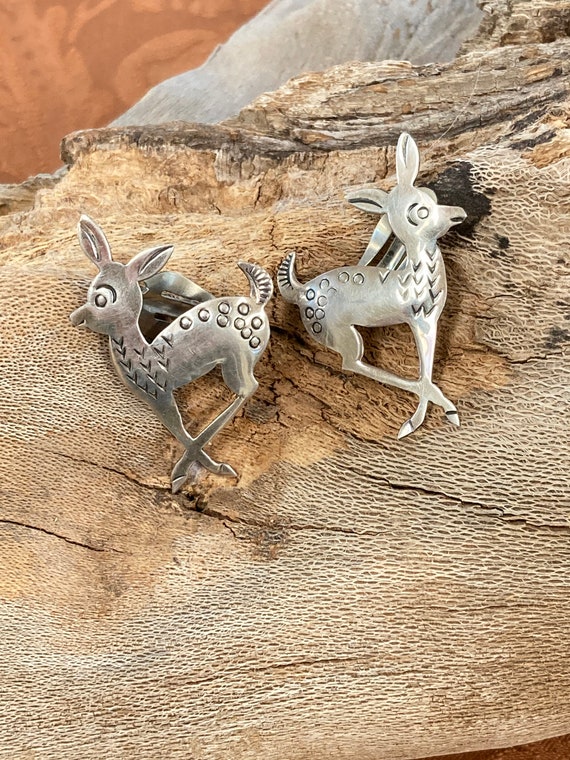 T.S. Sterling Silver Deer Earrings, Clip On Earri… - image 4