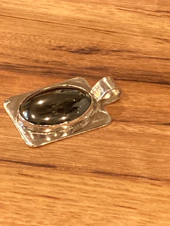 Handmade Sterling Silver Black Onyx Pendant, Vint… - image 4