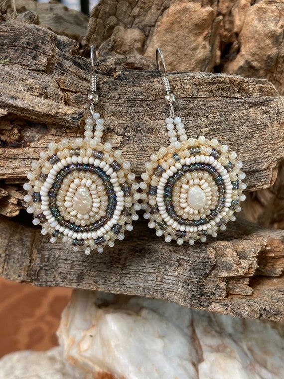 Native American Beaded Earrings, Dangle and Drop,… - image 1