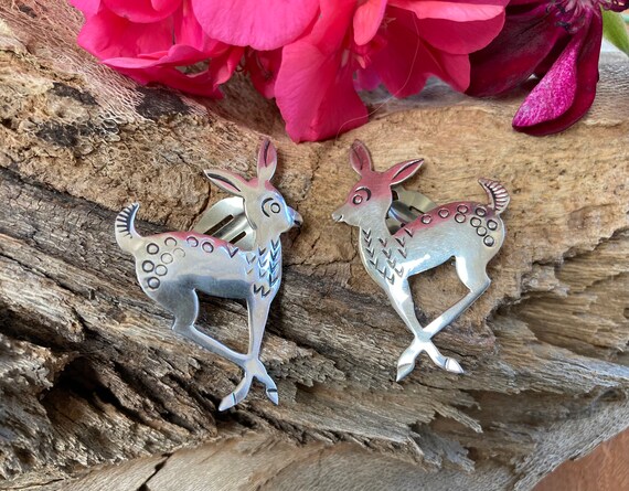 T.S. Sterling Silver Deer Earrings, Clip On Earri… - image 9