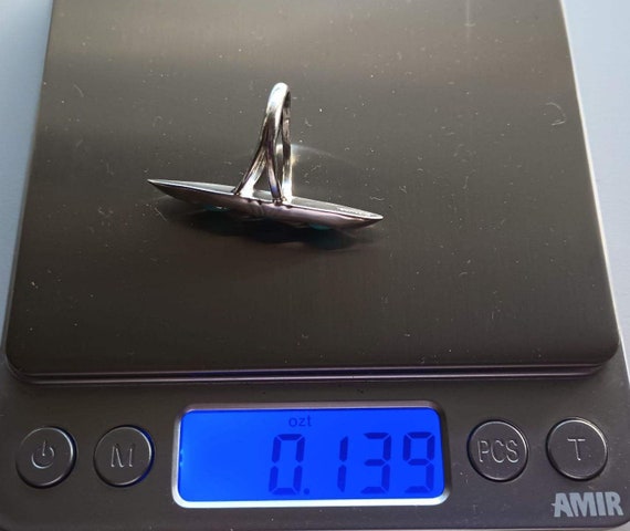 Sterling Silver Turquoise Ring, Native American 9… - image 9