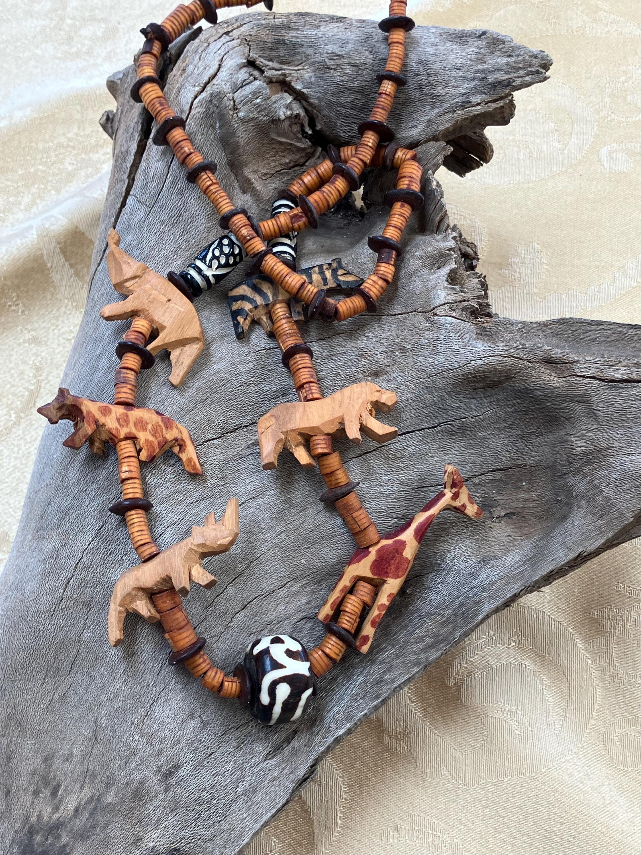 Wooden African Animal Necklace - Etsy