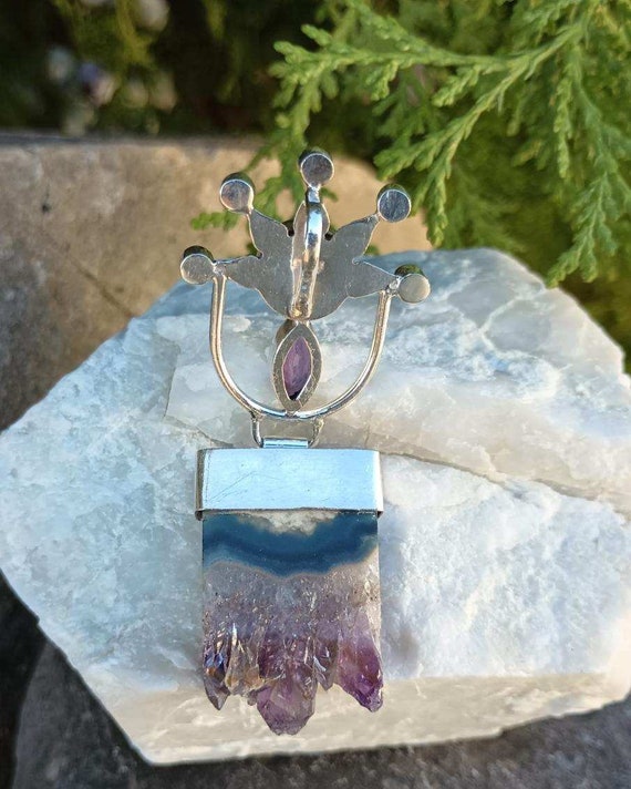 Celestial Sterling Silver Pendant, Hinged, Amethy… - image 5