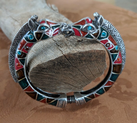 Giraffe Double Head Bracelet, Statement Bangle, S… - image 2