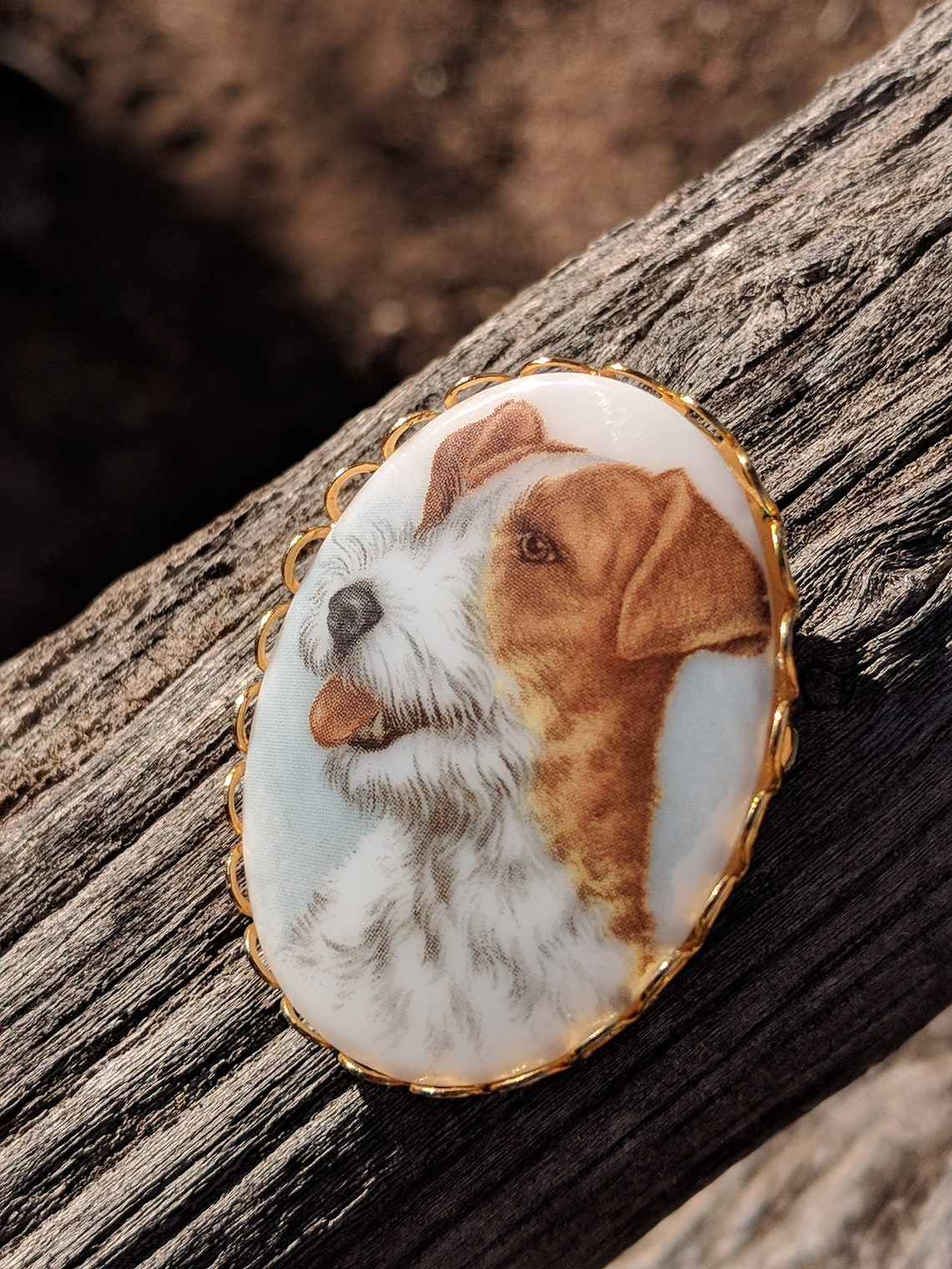 Terrier Dog Oval Brooch Animal Pin Puppy Dog Jewelry Brown Etsy
