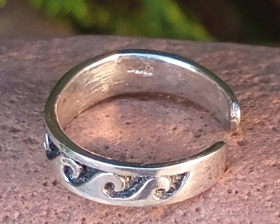 Toe Ring, Rolling Wave Sterling Silver Toe Ring, … - image 5