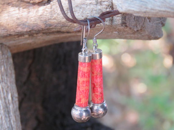 Coral and Sterling Silver Pendant and Earrings, J… - image 6