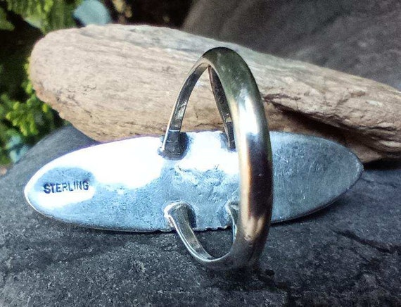 Sterling Silver Turquoise Ring, Native American 9… - image 7