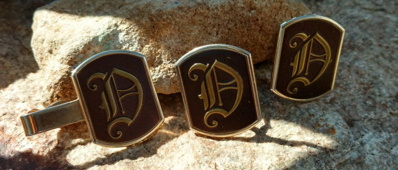 Wedding gifts for him tie tack Swank cufflinks and tie clip Christmas Vintage apparel men/'s fashion brown Swank Jewelry tuxedo