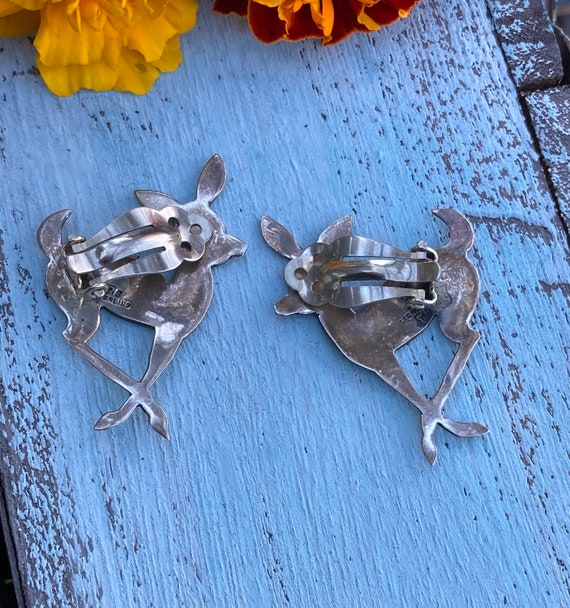 T.S. Sterling Silver Deer Earrings, Clip On Earri… - image 6