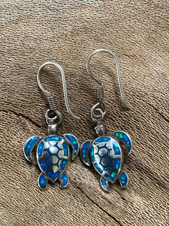 Opal Turtle Earrings, 950 Silver Made in Mexico, S