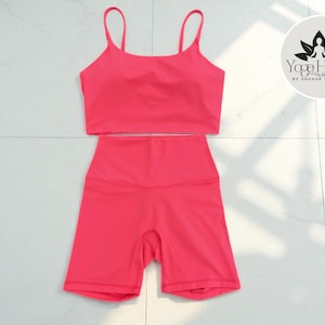 Yoga Set for Women | Strappy Bra Top & Shorts | Gym Workout Outfit | Fitness Look for Running | Stretching and Training Wear