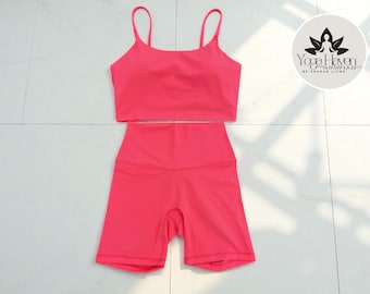 Yoga Set for Women | Strappy Bra Top & Shorts | Gym Workout Outfit | Fitness Look for Running | Stretching and Training Wear