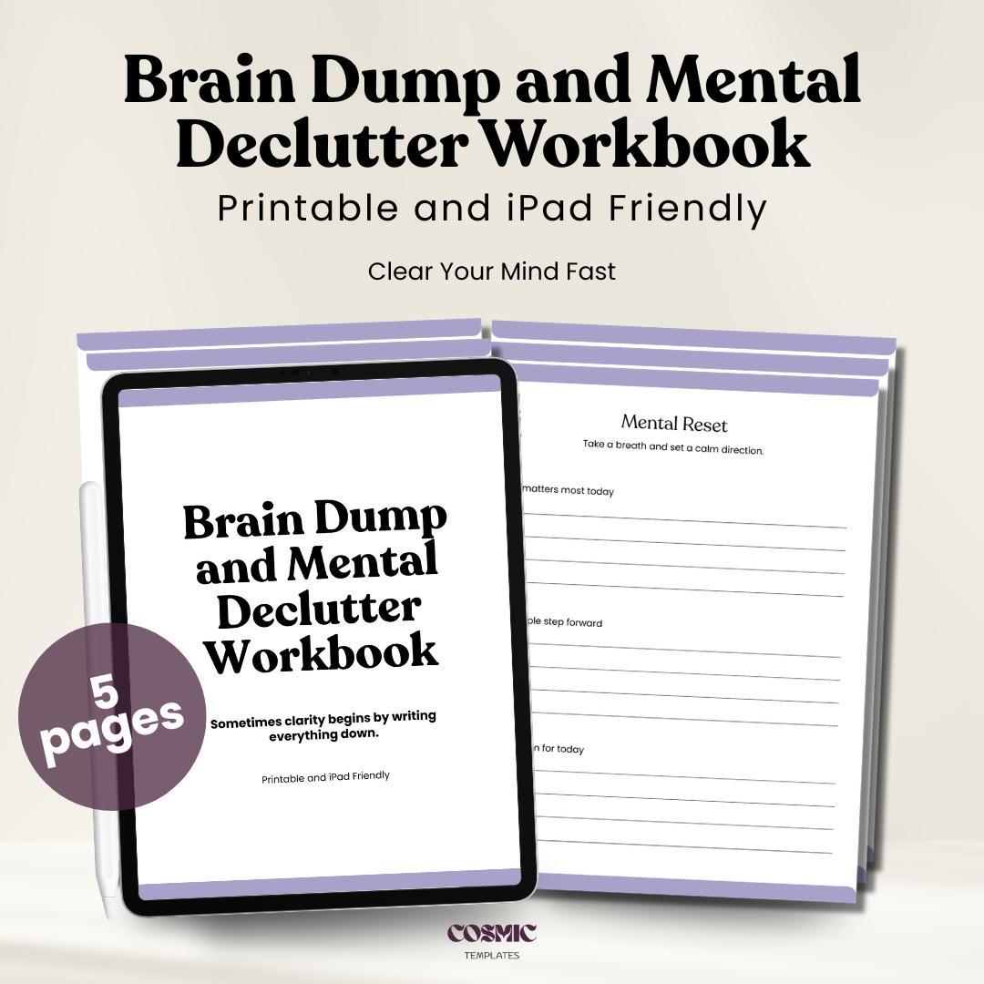 Brain Dump Workbook Printable and iPad Friendly Mental Declutter Guided ...