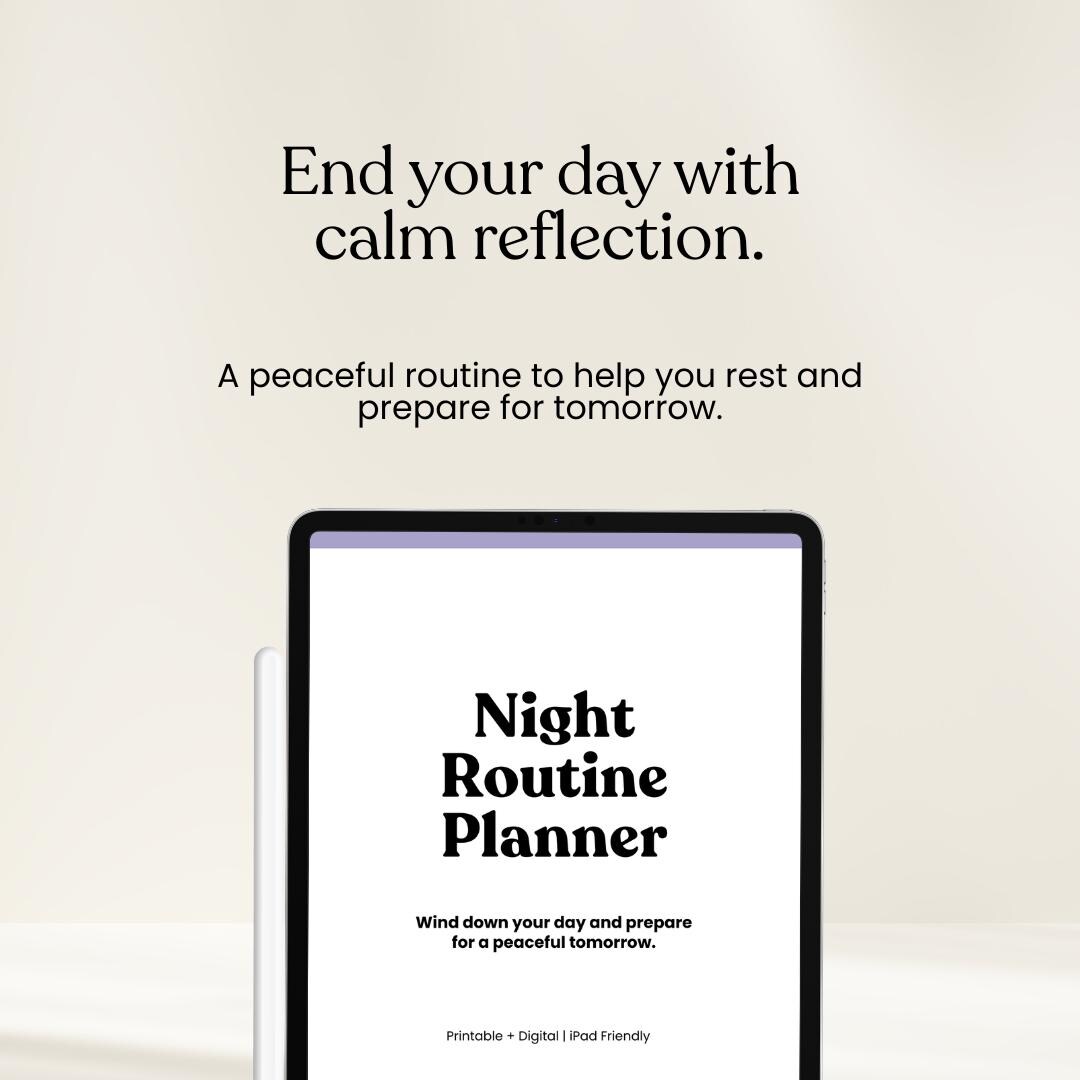 Night Routine Planner Printable and iPad Friendly Evening Reset Guided ...