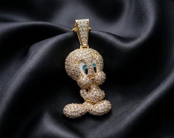 Ciondolo con ciondolo Titti, argento sterling placcato oro giallo 14 carati