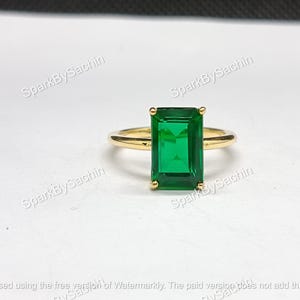 2Ct Emerald Cut Green Emerald Diamond Wedding Women&#39;s Ring, Minimalist Anniversary Ring, Dainty Birthstone Wedding Ring Gift, 925 Silver