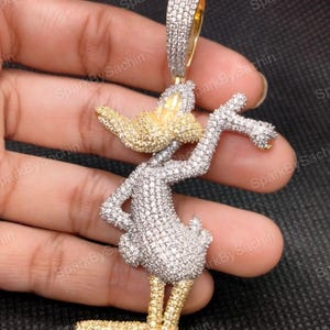 Mens Duffy Duck Cartoon Pendant, Custom Made Hip Hop Pendants, Personalised Jewelry Men, Gifts For Kids, Iced Duck Character Cartoon Pendant