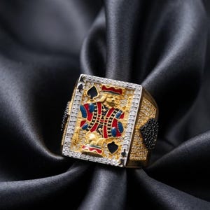 King of Spades Ring, Playing Card Ring, Iced Out Poker Ring, Hip Hop Jewelry, 925 Sterling Silver Ring, Statement Ring, Custom Card Ring