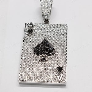 Colgante de póker con as de picas de diamante de talla redonda de 2,5 quilates, hecho a mano, chapado en oro blanco de 14 k, plata de ley 925, regalo perfecto.