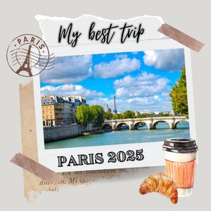 Paris Reise Postkarte – romantische druckbare digitale Kunst