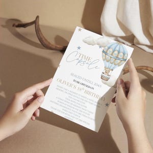 Cápsula del tiempo para el primer cumpleaños de Beary + Carta – Descarga digital imprimible – Decoración para el primer cumpleaños con temática de osos