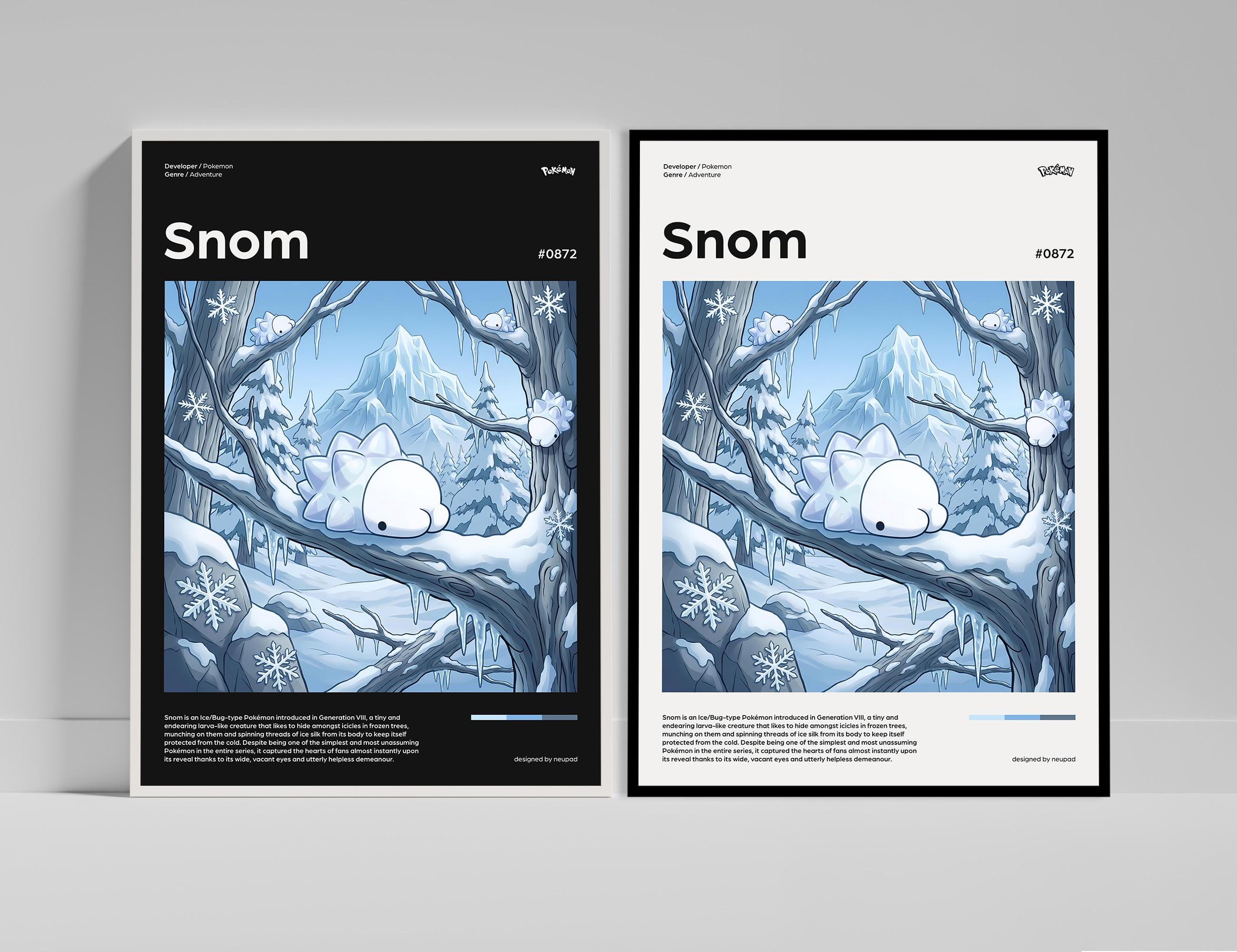 Snom Poster, Pokemon Video Game Print, Gaming Wall Art, Pokémon Sword Shield Gifts for Gamers - Light, 8x10" - 20 x 25 cm