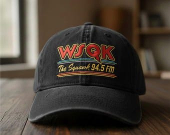 The Squawk FM Radio Embroidered Hat, Radio Station Logo Embroidered Cap, 80s Movie Baseball Hat, 94.5 Film Cap, Movie Fan Gift