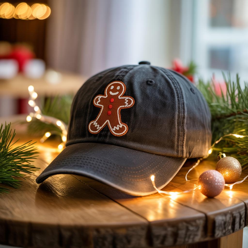 Discover Christmas Gingerbread Embroidered Baseball Cap