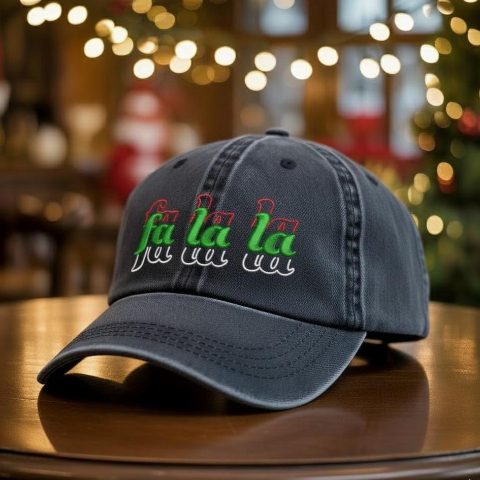 Discover Christmas Fa La La Embroidered Baseball Cap, Christmas Pattern Hat, Winter Gift