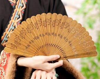 Handmade Green Sandalwood Fan - Boho Photo Prop, Wedding Favor, Self Gift