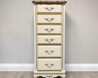 Vintage French Provincial Style Slim 6-Drawers Lingerie Dresser