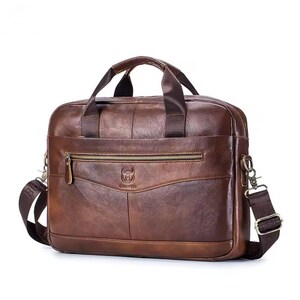 Laptoptasche aus Leder, Arbeitstasche mit Fächern, Aktentasche für Damen und Herren