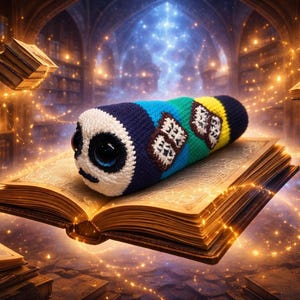 Colorful Bookworm Crochet Pattern- Häkelanleitung Bunter Bücherwurm - Amigurumi Reading Pillow – PDF Crochet Tutorial