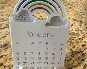 Mini calendários de mesa para 2026